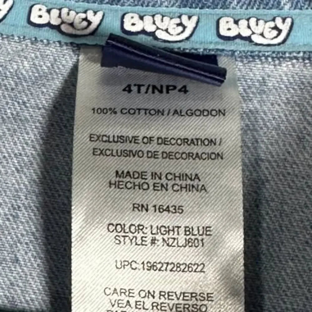 Bluey Denim Button-Down shacket Shirt Size 4T
